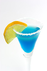 Image showing Blue Margarita With Lemon Slice