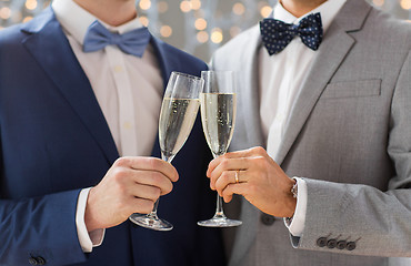 Image showing close up of male gay couple with champagne glasses