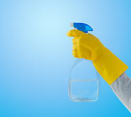 Image showing close up of hand with cleanser spraying