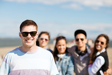 Image showing teenager in shades outside with friends