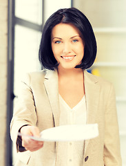 Image showing happy woman with documents