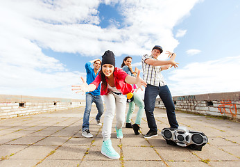 Image showing group of teenagers dancing