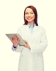 Image showing smiling female doctor and tablet pc computer