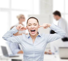 Image showing angry screaming businesswoman