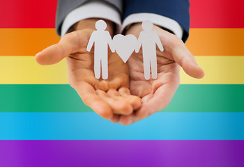 Image showing close up of happy male gay couple with love symbol