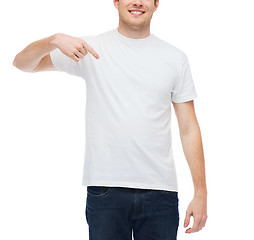 Image showing smiling young man in blank white t-shirt