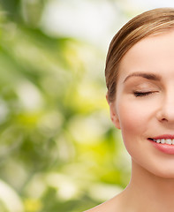 Image showing face of beautiful woman with closed eyes