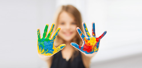 Image showing girl showing painted hands