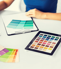 Image showing woman working with color samples for selection