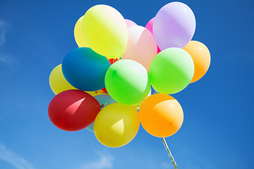 Image showing lots of colorful balloons in the sky