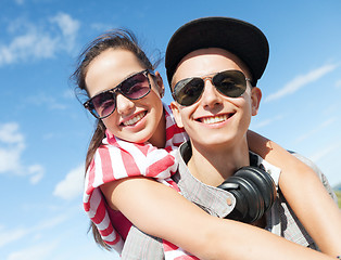 Image showing teenagers having fun outside