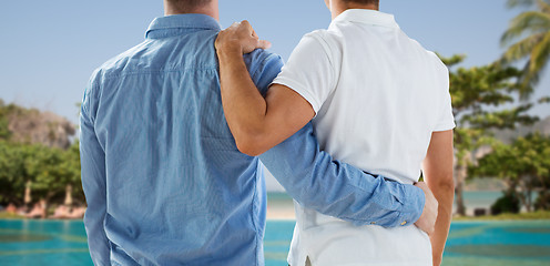 Image showing close up of happy male gay couple hugging