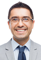 Image showing happy smiling businessman in eyeglasses and suit