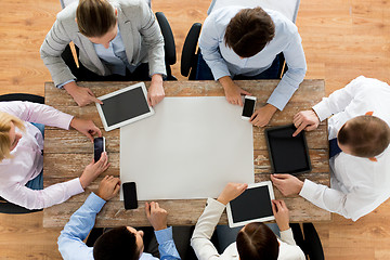 Image showing business team with smartphones and tablet pc