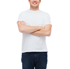 Image showing smiling young man in blank white t-shirt