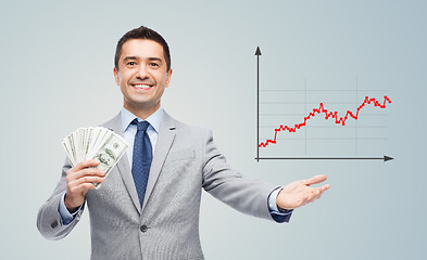 Image showing smiling businessman with american dollar money