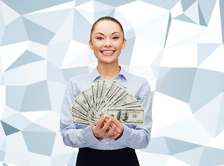 Image showing young businesswoman with dollar cash money