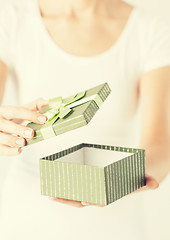 Image showing woman hands with gift box