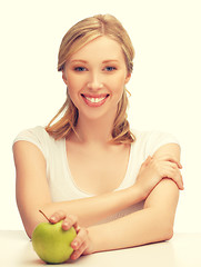 Image showing woman with green apple