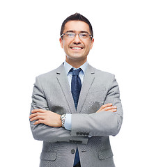 Image showing happy smiling businessman in eyeglasses and suit