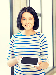 Image showing happy teenage girl with tablet pc computer