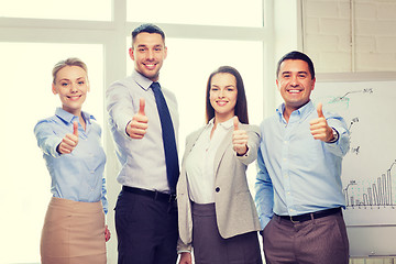 Image showing business team showing thumbs up in office