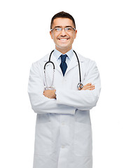 Image showing smiling male doctor in white coat