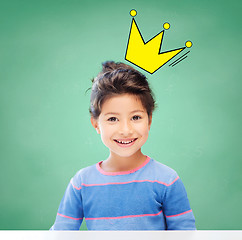 Image showing little girl over chalk board background at school