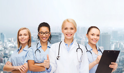 Image showing team or group of female doctors and nurses