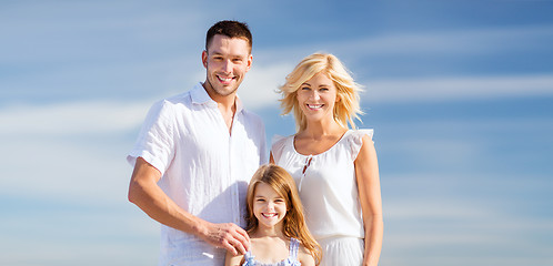 Image showing happy family with blue sky