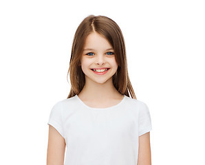 Image showing smiling little girl in white blank t-shirt