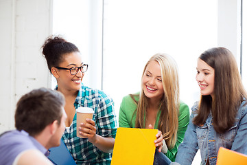 Image showing students communicating and laughing at school