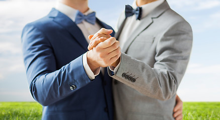 Image showing close up of happy male gay couple dancing