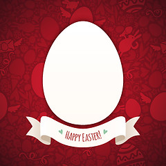 Image showing Red Happy Easter Poster With Egg