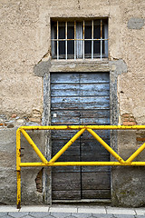 Image showing brown door        in  the milano old   window closed brick terra