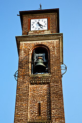 Image showing in mozzate  italy   the   wall  and church tower 