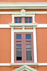 Image showing window   in  gold    temple    bangkok  orange