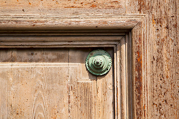 Image showing   knocker in a  door curch  closed  lombardy italy  varese lonat