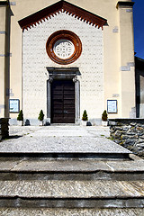 Image showing  lombardy      the crugnola old   church  closed brick towe 