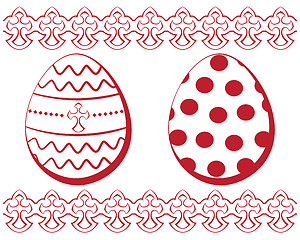 Image showing Vector Easter set. Eggs with a pattern and a border
