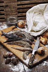 Image showing raw fish on the table cooks