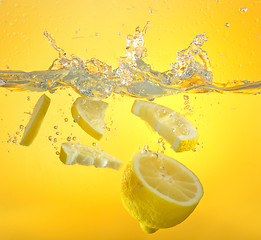 Image showing  lemon and water splash