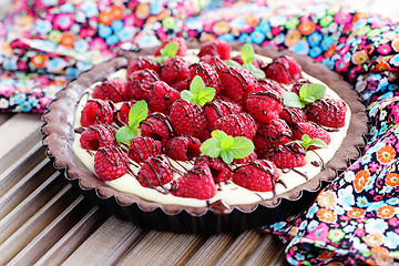 Image showing tart with raspberries