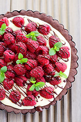 Image showing tart with raspberries