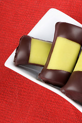 Image showing Swedish marzipan and chocolate rolls