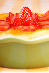 Image showing Strawberry and custard tart close-up