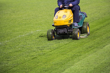 Image showing Mowing the grass 