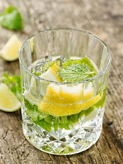 Image showing glass of lemon and mint water