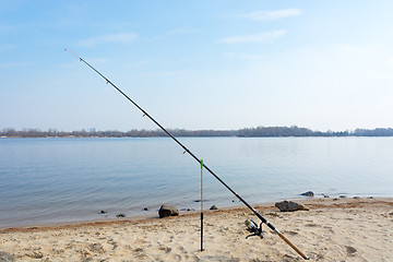 Image showing Fishing on the river beach.