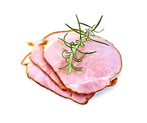 Image showing Ham smoked slices with rosemary